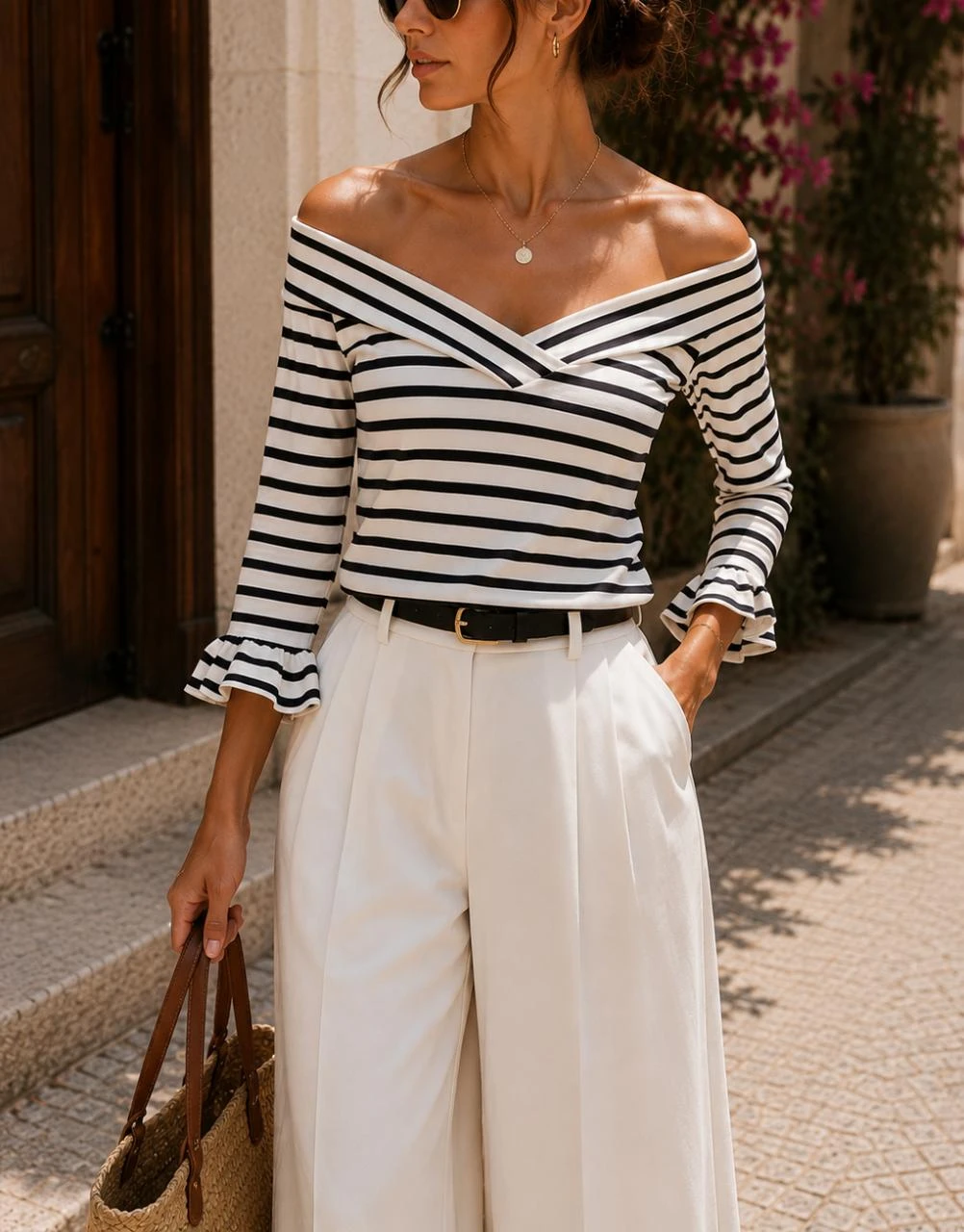 Breton Orsay L Pull rayé à épaules dénudées – photo 3